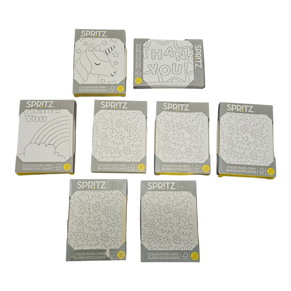 Lot Of 8- 10 Pack Spritz Color Your Own Blank Notecards & Envelopes